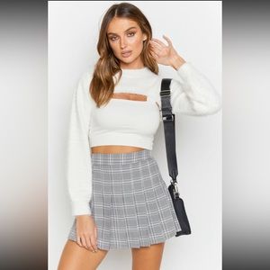 SOLD OUT ONLINE Tinsley Pleated Check Mini Skirt Grey
